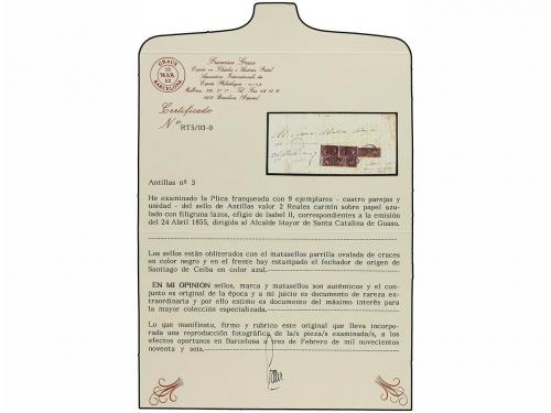 ✉ CUBA. Ant. 3. 1855. SANTIAGO a SANTA CATALINA DEL GUASO. P