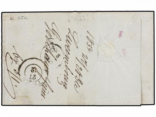 ✉ LUXEMBURGO. 1854. 1 sgr. red-brown, fresh strip of three, 