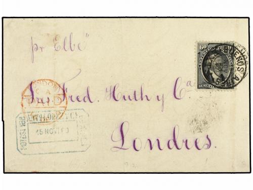 ✉ ARGENTINA. Sc. 25. 1880. BUENOS AIRES a LONDRES. 60 ctvos.