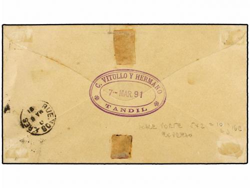 ✉ ARGENTINA. Sc. 38, 53, 72, 76. 1891 ( 7 Marzo). TANDIL a B