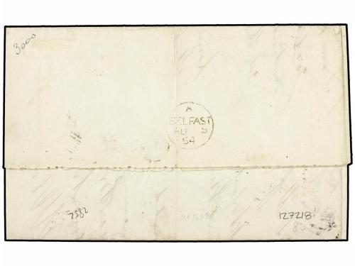 ✉ HOLANDA. 1864. ROTTERDAM a BELFAST. 5 cts. azul dentado (f