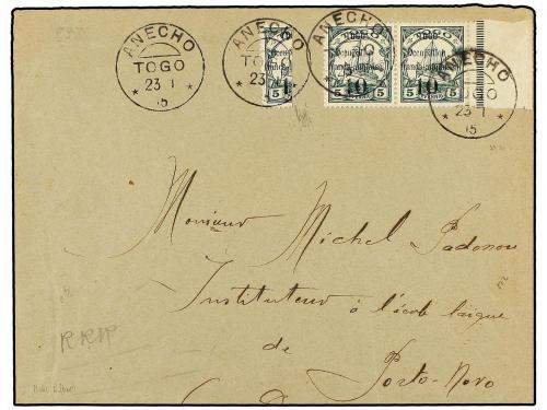 ✉ TOGO. Yv. 24. 1915. ANECHO a PORTO NOVA. Circulada con sel