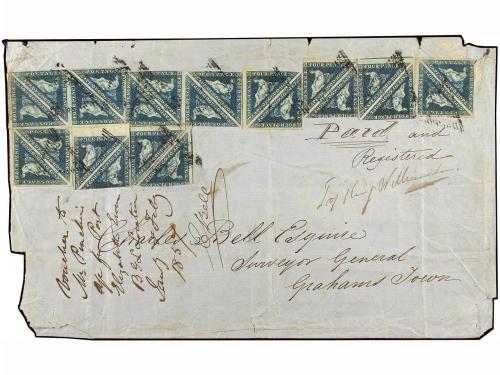 ✉ CABO DE BUENA ESPERANZA. 1857. 4 d. deep blue, a spectacul