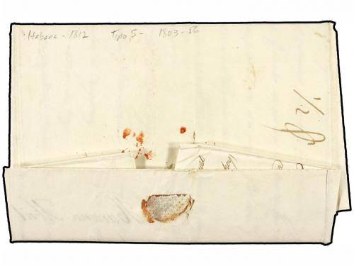 ✉ CUBA. 1812. HABANA a VERACRUZ. Marca lineal HAVANA en rojo