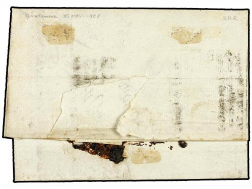 ✉ GUATEMALA. 1808. GUATEMALA a VERACRUZ. Marca lineal GUATEM