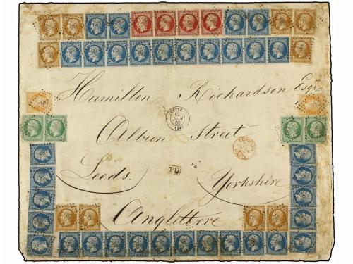 ✉ FRANCIA. Yv. 12 (4), 13 (10), 14 (34), 16, 17 (8). 1860. C