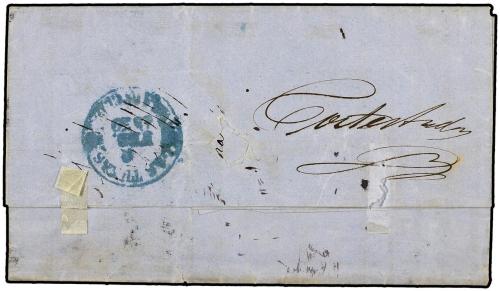 ✉ ESPAÑA. Ed. 49. 1859. SITGES a LAS TUNAS (Cuba). 1 real az