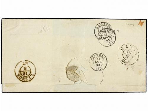 ✉ PORTUGAL. Af. 15, 16. 1863. CASTELLO BRANCO a CACERES (Esp