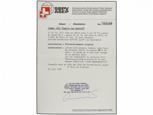 ✉ FRANCIA. Yv. 14, 18 (4). 1854. PARÍS a VERACRUZ (México). 