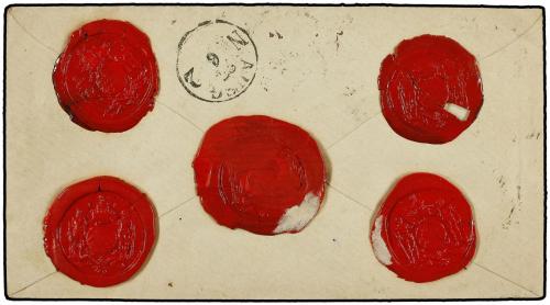 ✉ ESPAÑA. Ed. 106 (2), 107 (2), 109 (3). 1872. MADRID a ALEM