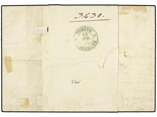 ✉ ITALIA ANTIGUOS ESTADOS: MODENA. 1852. REGIO a TURÍN. 40 c