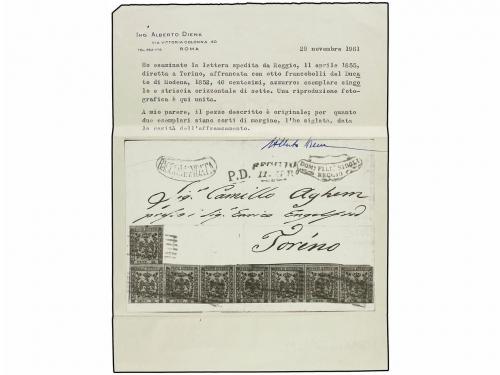 ✉ ITALIA ANTIGUOS ESTADOS: MODENA. 1852. REGIO a TURÍN. 40 c