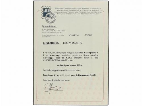 ¿ LUXEMBURGO. 1873 (Aug. 30). LUXEMBOURG to THARANT (Saxony)