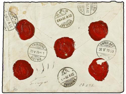 ✉ SUIZA. Ed. 204 (2). 1879. MADRID a FRIBOURG (Suiza). Carta