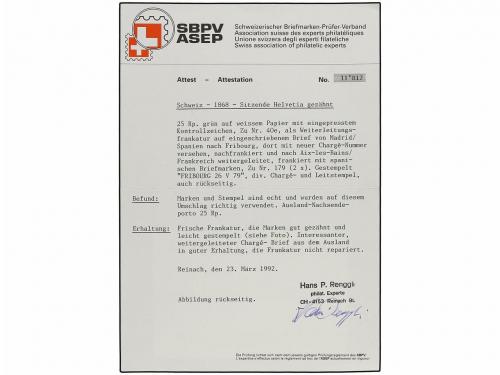 ✉ SUIZA. Ed. 204 (2). 1879. MADRID a FRIBOURG (Suiza). Carta