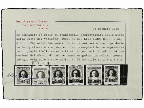 ** VATICANO. 1934. SERIE COMPLETA. LUJO. Cert. E. DIENA.