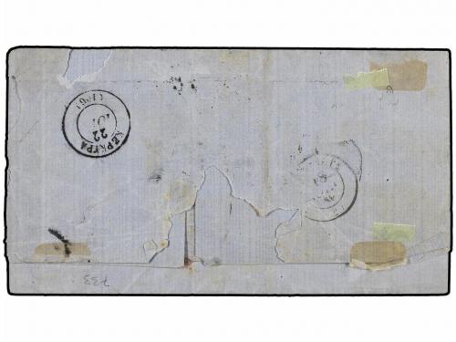 ¿ RUSIA. 1869. TAGANROG (Rusia) a CORFU. Encaminada hasta Co