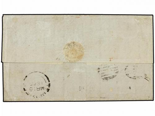 ✉ ESPAÑA. 1855. BILBAO a MONTEVIDEO (Uruguay). 2 reales rojo