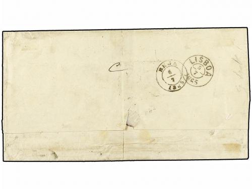 ¿ PORTUGAL. 1865. PORTO a BEJA. 25 reis rosa, 50 reis verde