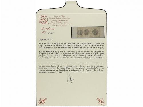 ° FILIPINAS. Ed. 3 (10). 1 real gris. Bloque de 10 con los B