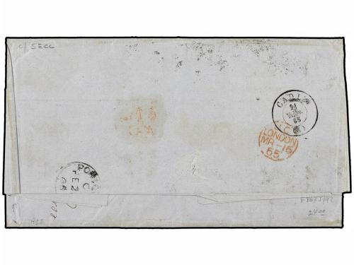 ✉ PUERTO RICO. 1865. SAN JUAN a CADIZ. 1 real verde sin fili