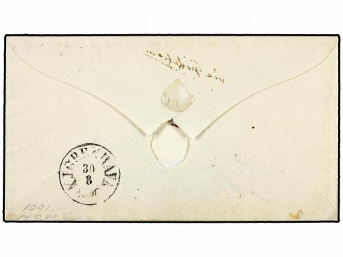 ¿ SUECIA. 1856. 3 sk. bluish green, three singles all tied b