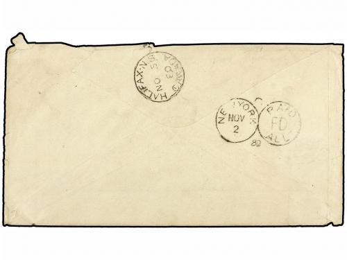 ✉ PUERTO RICO. Ed. 38. 1880. MAYAGUEZ a HALIFAX (Canada). 25