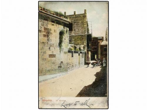✉ LEVANTE: CORREO ALEMAN. 1908. Picture postcard to Kenosha,