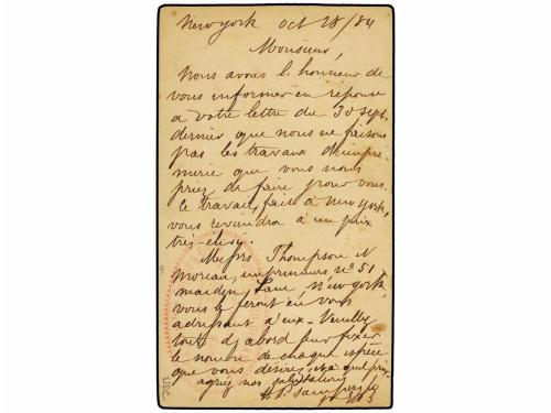 ✉ ESTADOS UNIDOS. 1884. 1c. postal stationery card, uprated 