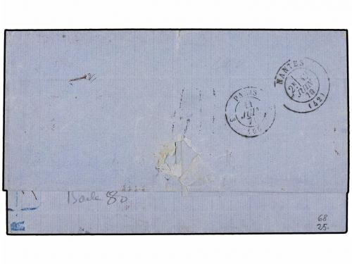 ✉ AUSTRALIA. 1870. Unfranked wrapper to Nantes, Franc, beari