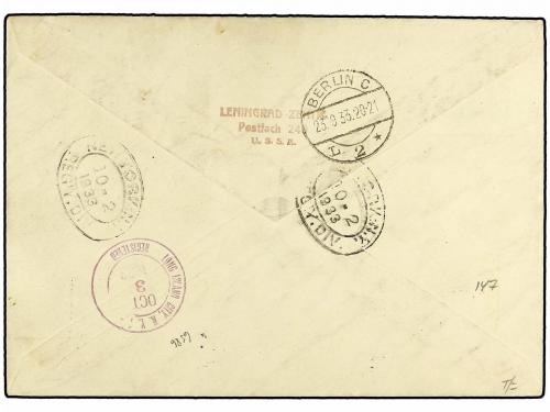 ¿ RUSIA. 1933. Registered envelope to New York from Leningra