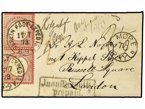✉ ALEMANIA. 1873. Tiny envelope + original letter to London 