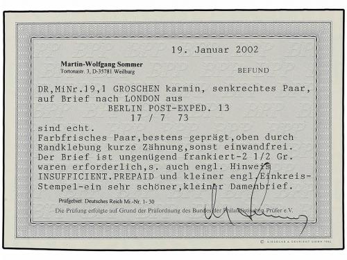 ✉ ALEMANIA. 1873. Tiny envelope + original letter to London 