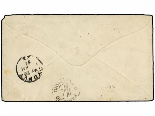 ✉ AUSTRALIA. 1891. SYDNEY a FRANCIA. 6 p. rojo, mat. DUPLEX 