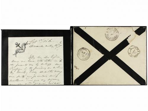 ✉ EGIPTO. 1885. PORT SAID a FRANCIA. Sobre con el texto circ