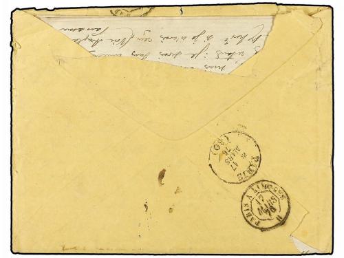 ✉ PERU. 1876. CALLAO (Peru) a FRANCIA. Sobre con texto compl