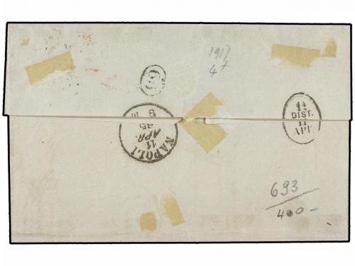 ✉ FRANCIA. 1865. MARSELLA a NAPOLES. 40 cts. naranja, mat. f