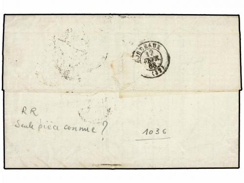 ✉ URUGUAY. 1868. MONTEVIDEO a BORDEAUX. Fechador maritimo LI