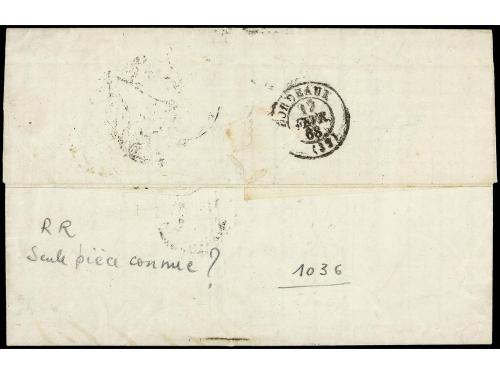 ✉ URUGUAY. 1868. MONTEVIDEO a BORDEAUX. Fechador maritimo LI