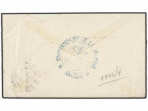 ✉ INDOCHINA FRANCESA. 1888. SAIGÓN a FRANCIA. Marca al dorso