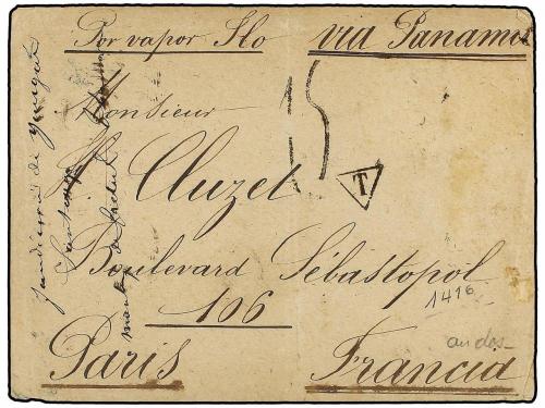 ¿ CHILE. 1876. SANTIAGO a FRANCIA. Carta circulada sin sello