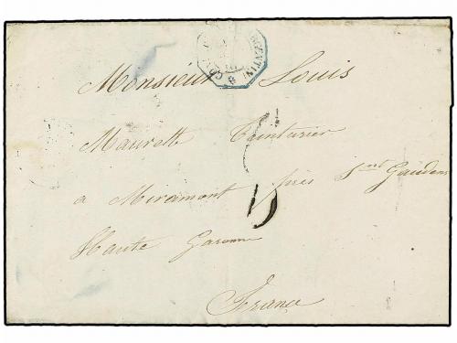 ✉ ARGENTINA. 1861. BUENOS AYRES a FRANCIA. Fechador en anver