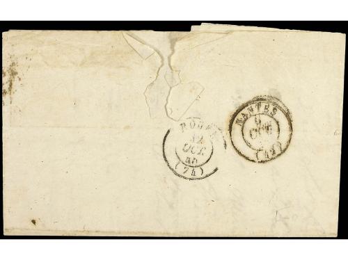 ✉ FRANCIA. 1845. BLAYE a ROUEN. Fechador BLAYE/BATEAU A VAP.