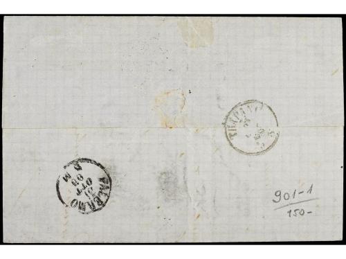 ✉ FRANCIA: CORREO MARITIMO. 1868. MARSEILLE a GRAPANI. 40 ct