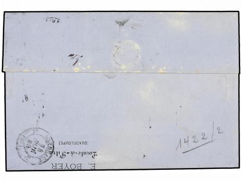 ✉ GUADALUPE. 1880. POINTE A PITRE. 5 cts. verde y 20 cts. bi