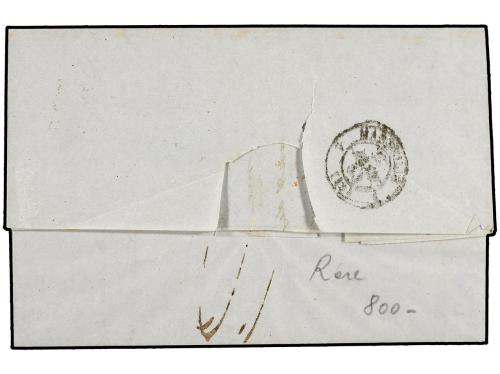 ✉ FRANCIA. 1853. SALONICA a MARSELLA. Fechador del Paquebot 
