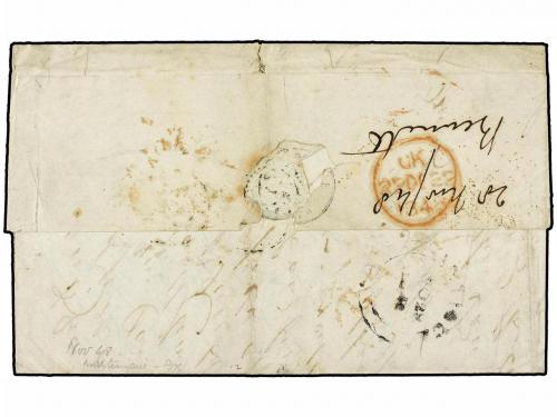 ¿ ANTIGUA. 1848. Stampless envelope written from Antigua to