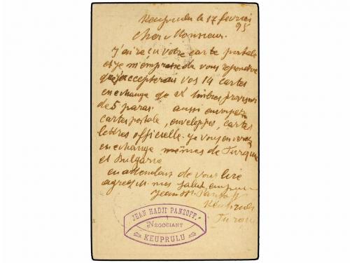 ✉ TURQUIA. 1898. Postal stationary card 20 para lilac cancel