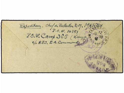 ✉ AFRICA ORIENTAL BRITANICA. 1943. Prisoner of War Mail. Env