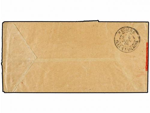 ✉ HONG KONG. 1901. Red Band envelope to FRANCE bearing Chine